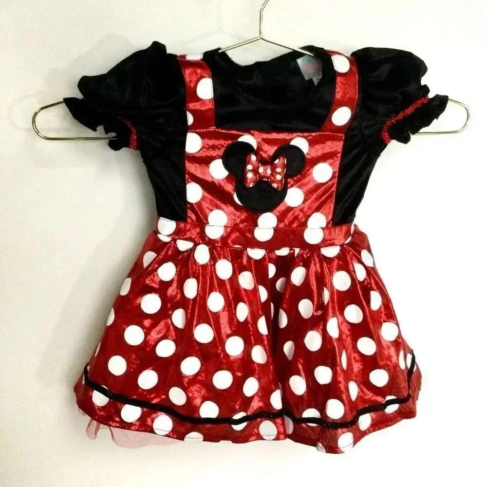 Disney Baby Red Black Polka Dot Minnie Mouse‎ Costume Dress Size 6-12 Months